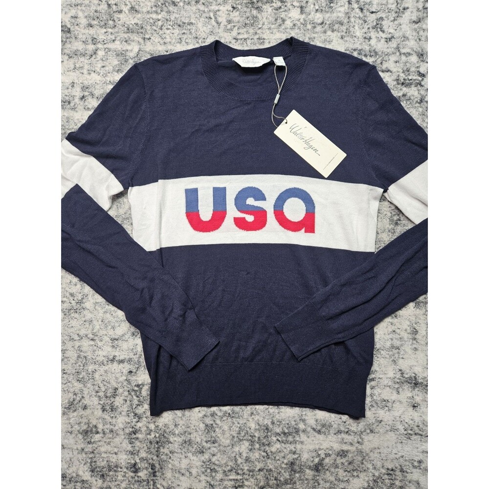 Walter Hagen Sweater Women's Small Navy Lightweight Crew Golf USA Pullover